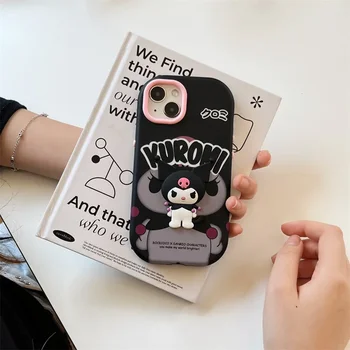 Sanrio Kuromi кукла демон розовый объектив аниме чехол для телефона для iPhone 14 13 12 11 Pro Max 14 Plus Чехол Симпатичный мультяшный противоударный чехол